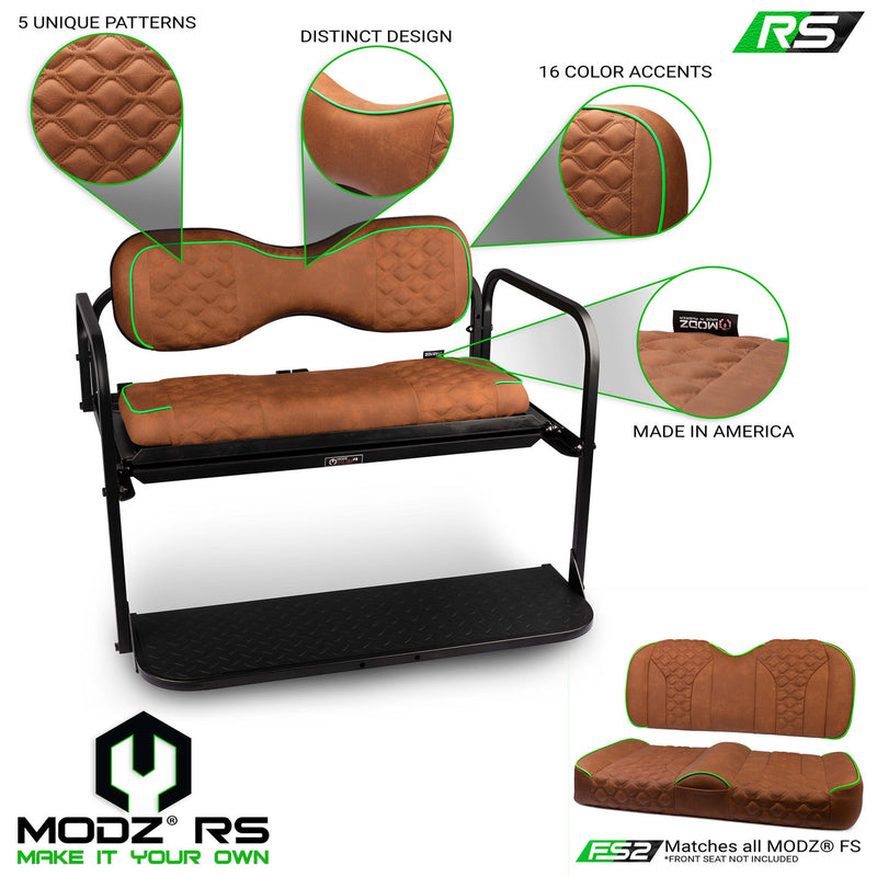 MODZ® Flip4 RS Custom Golf Cart Rear Seat Kit - Rust - Choose Pattern and Accent Colors