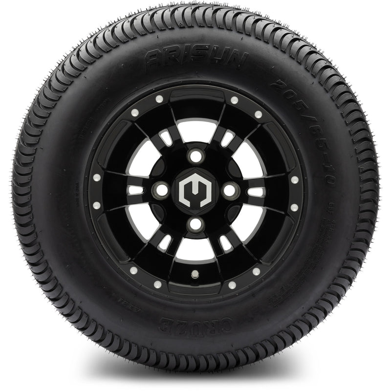 MODZ® 10" Ambush Glossy Black Wheels & Street Tires Combo