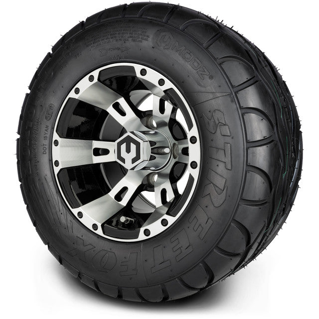 MODZ® 10" Ambush Machined Black Wheels & Street Tires Combo