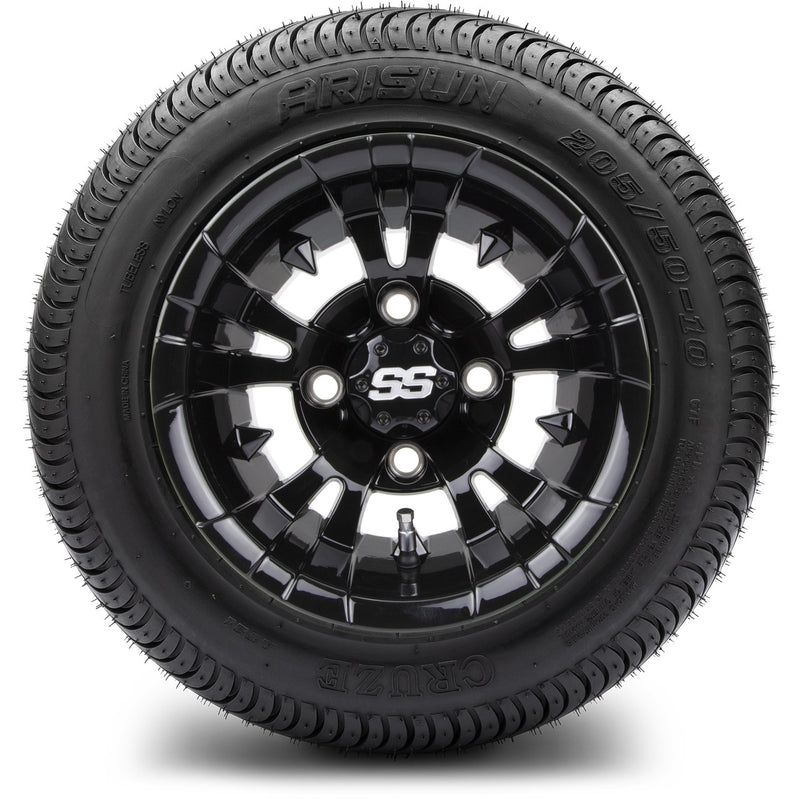 MODZ® 10" Vampire Glossy Black Wheels & Street Tires Combo