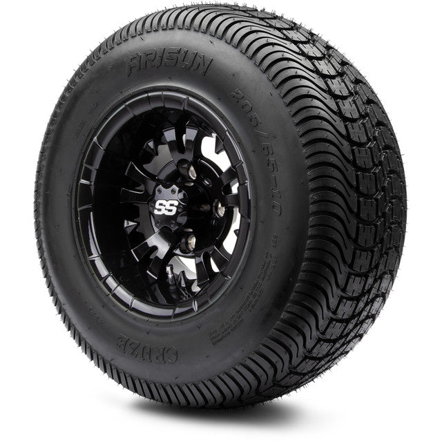 MODZ® 10" Vampire Glossy Black Wheels & Street Tires Combo