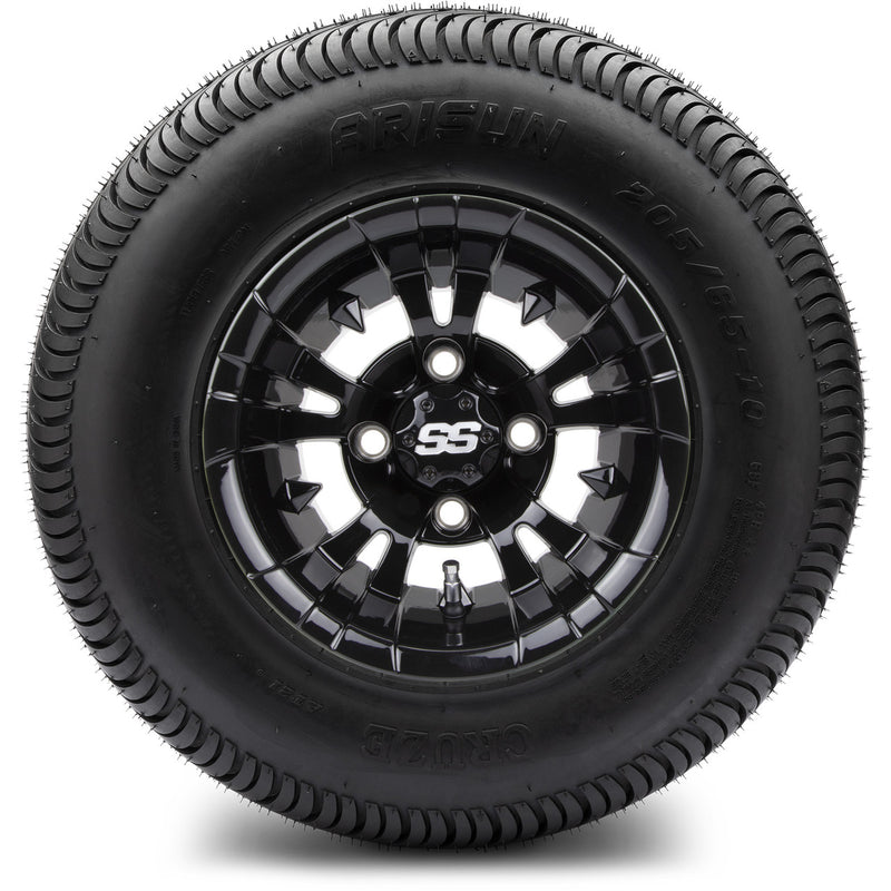 MODZ® 10" Vampire Glossy Black Wheels & Street Tires Combo