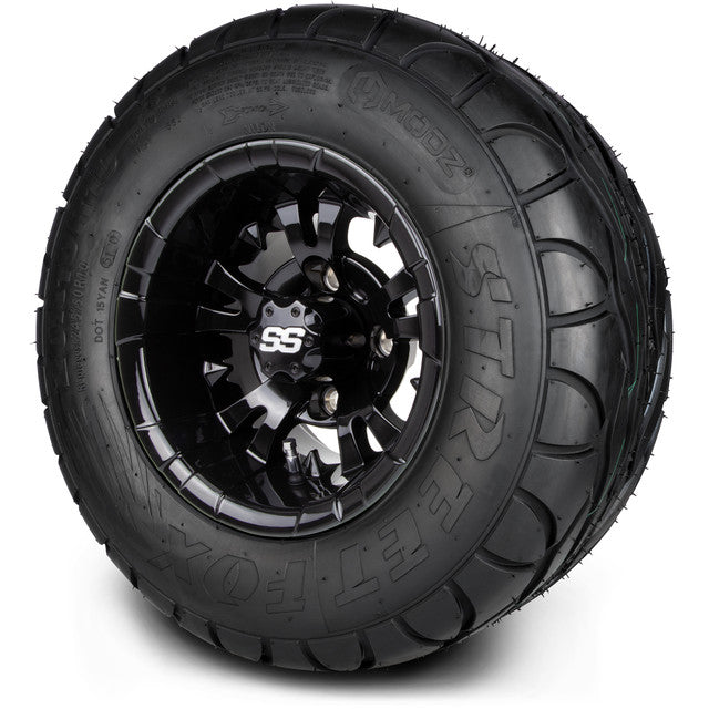 MODZ® 10" Vampire Glossy Black Wheels & Street Tires Combo