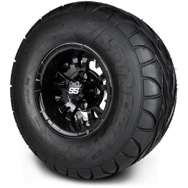 MODZ® 10" Vampire Glossy Black Wheels & Street Tires Combo