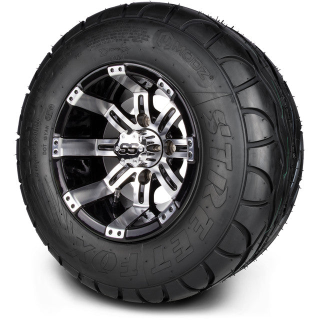 MODZ® 10" Tempest Machined Black Wheels & Street Tires Combo