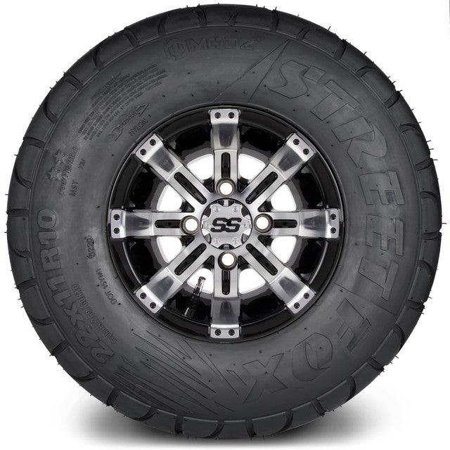 MODZ® 10" Tempest Machined Black Wheels & Street Tires Combo