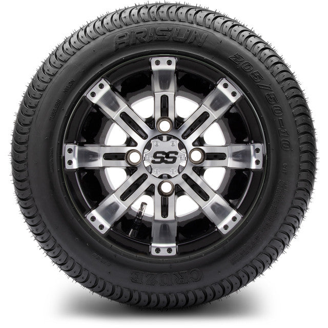 MODZ® 10" Tempest Machined Black Wheels & Street Tires Combo