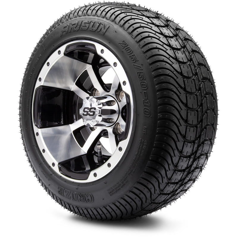 MODZ® 10" Medusa Machined Black Wheels & Street Tires Combo