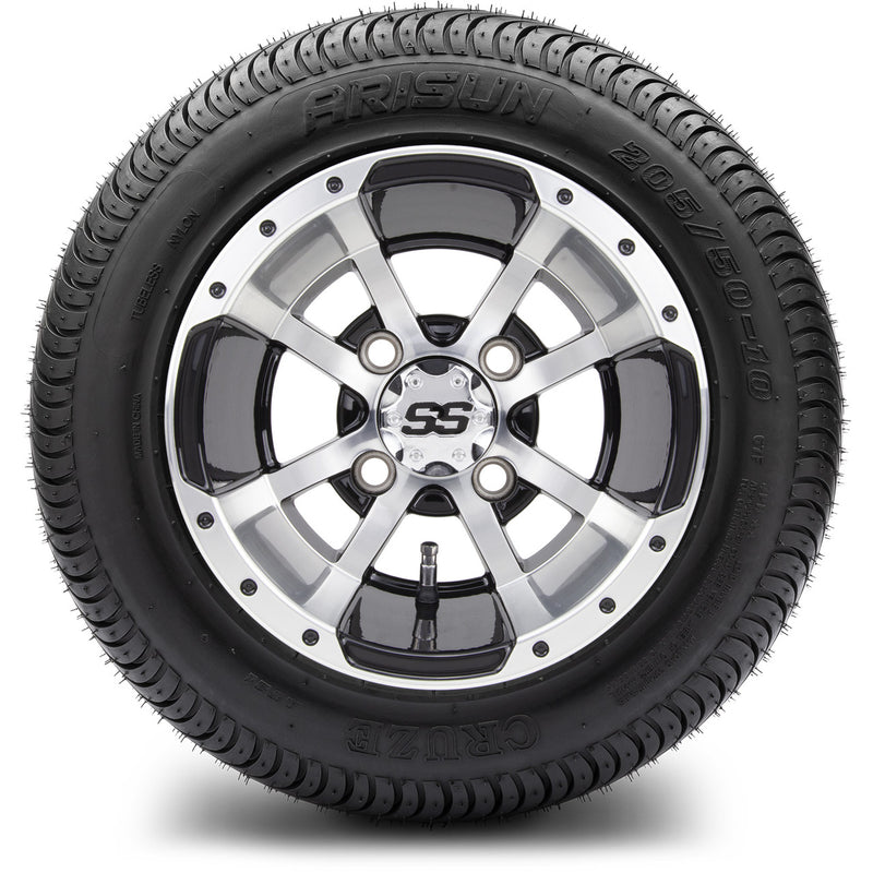 MODZ® 10" Medusa Machined Black Wheels & Street Tires Combo