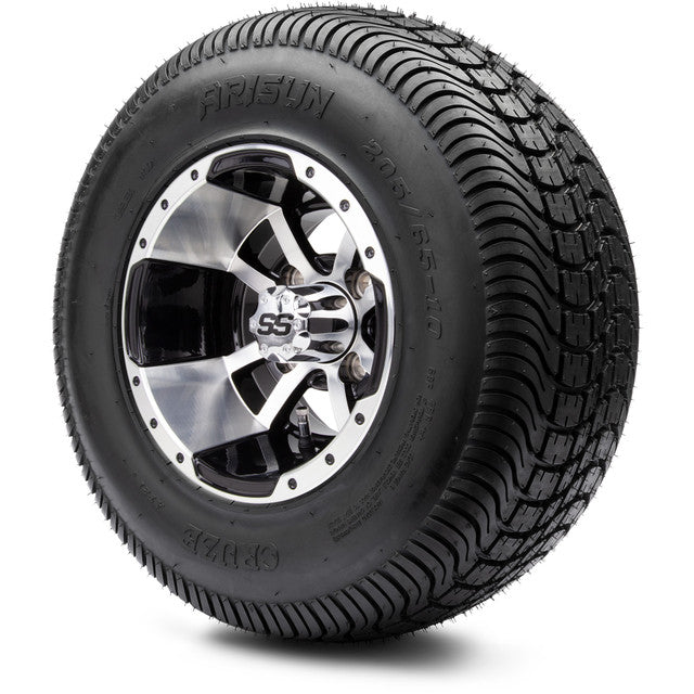 MODZ® 10" Medusa Machined Black Wheels & Street Tires Combo