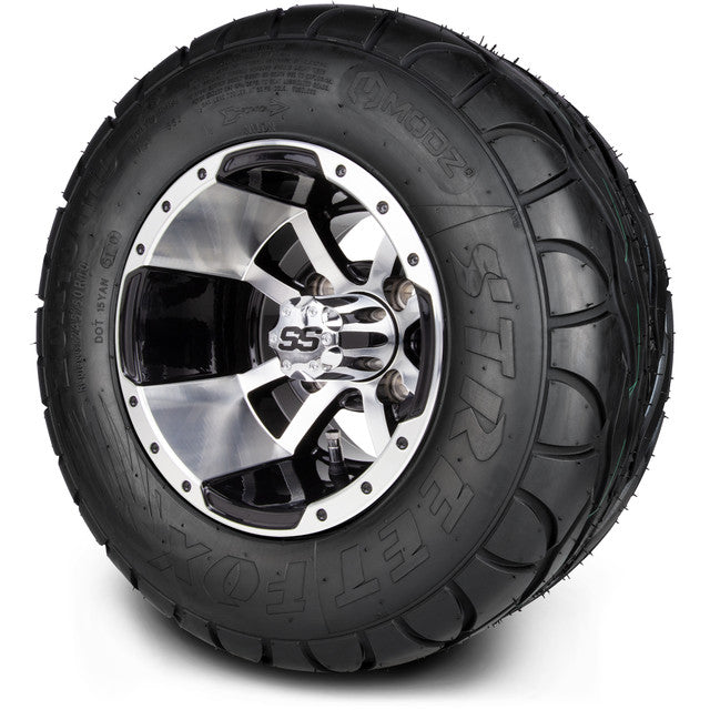 MODZ® 10" Medusa Machined Black Wheels & Street Tires Combo