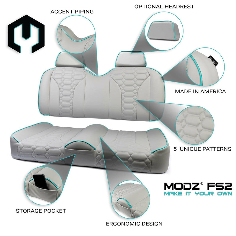 MODZ® FS2 FRONT SEAT FOR CLUB CAR, EZGO & YAMAHA - GRAY BASE