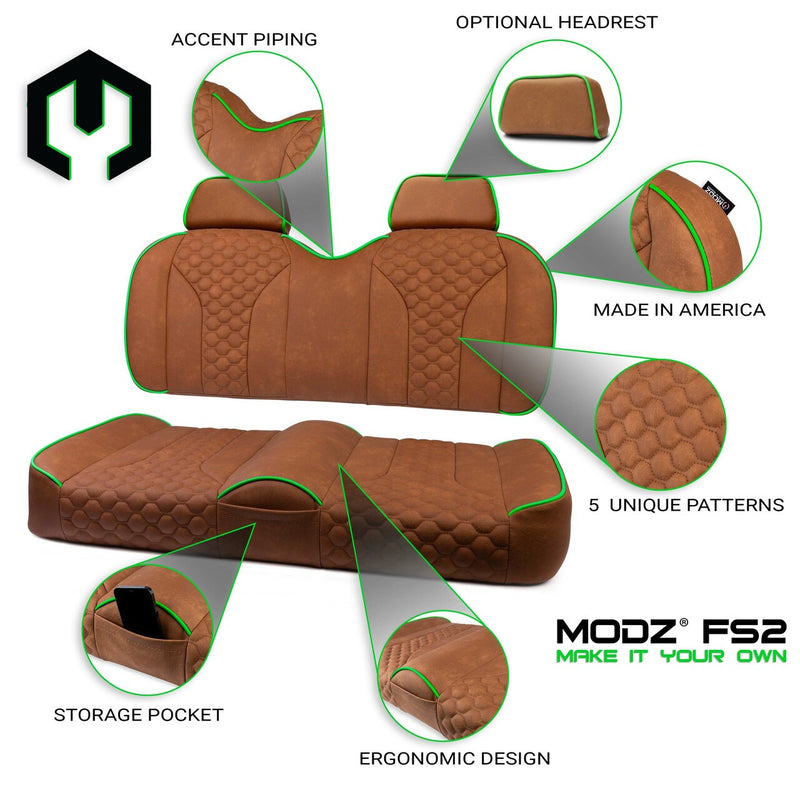 MODZ® FS2 FRONT SEAT FOR CLUB CAR, EZGO & YAMAHA - RUST BASE