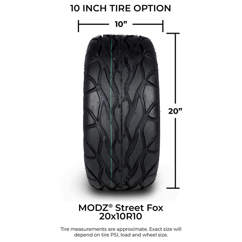 MODZ® 10" Steel Matte Black Wheels & Street Tires Combo