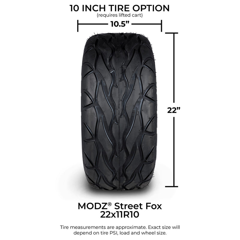 MODZ® 10" Steel Matte Black Wheels & Street Tires Combo