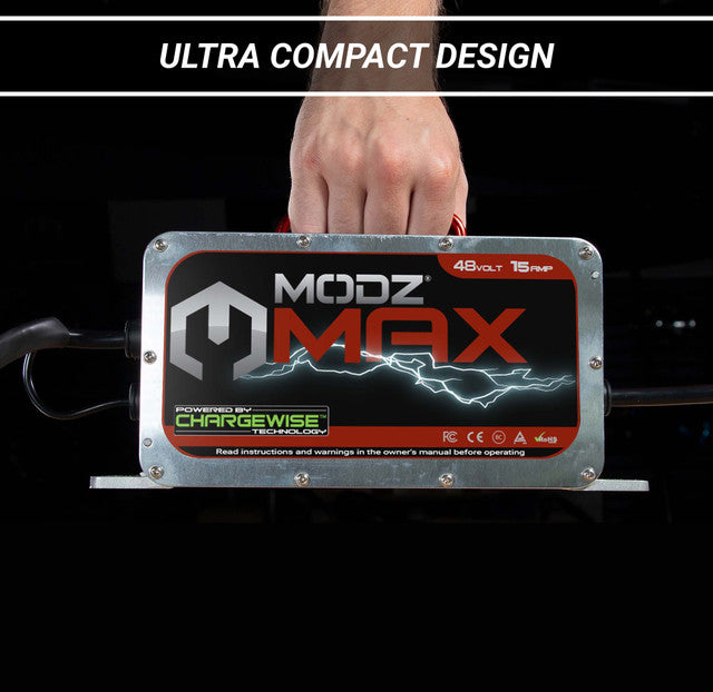 MODZ MAX48 15 Amp Charger for 48 Volt Golf Carts with Crowfoot Plug